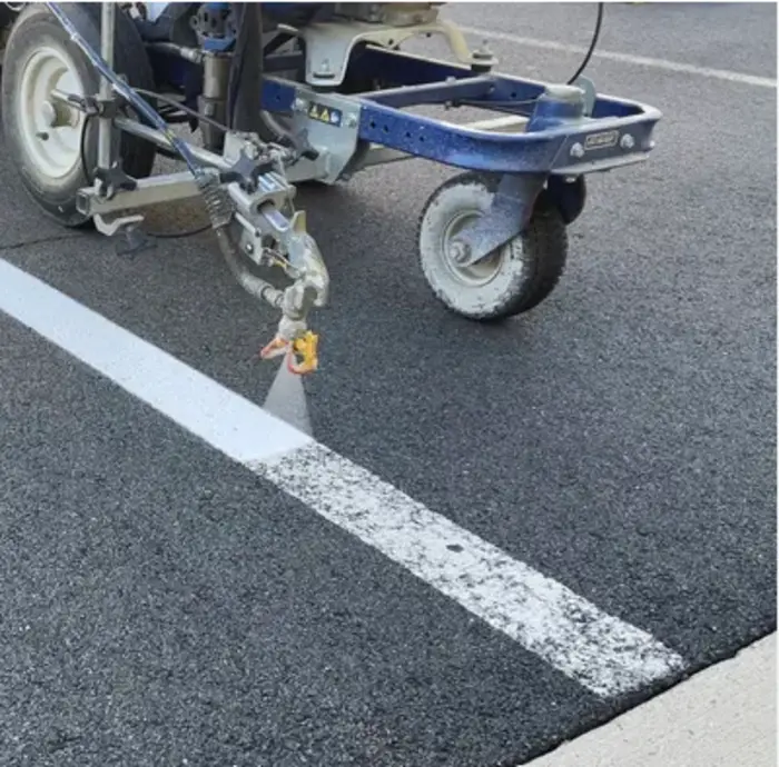 Parking lot re-striping after faded lines